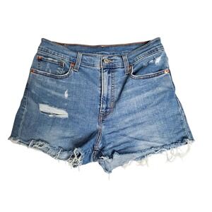 Levi Denim Shorts Women 28 Blue Distressed Frayed Hem Jean Cutoff Casual Summer